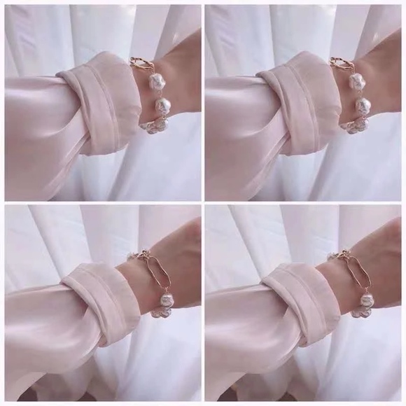 Imitation Freshwater Pearl Oval Gold Bracelet - Picture 7 of 7